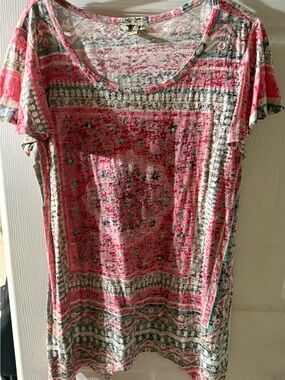Soft Pink Floral Scoop-Neck Tunic